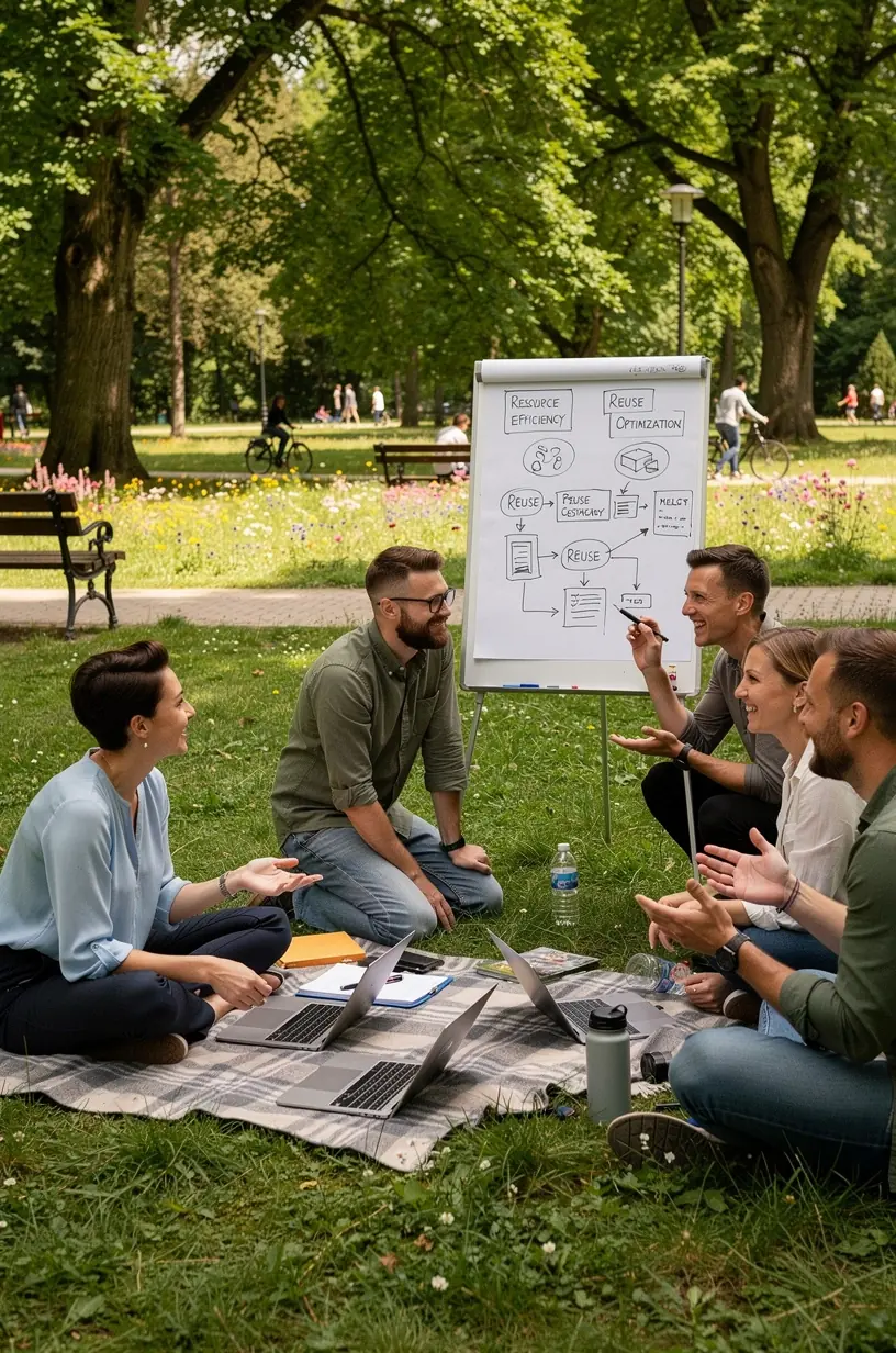 Grafika przedstawiająca diagram procesów optymalizacji zasobów, ukazująca praktyczne korzyści i realistyczne oczekiwania.